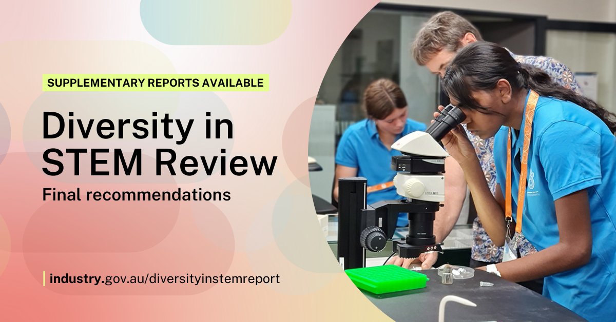 The Pathway to #DiversityinSTEM Review heard from hundreds of people and organisations in #AusScience. It also drew on evidence from: @WomenInSTEMAu @UQscience @ScienceChiefAu @ScienceAU @ACOLA_Aus Access all the reports and submissions: bit.ly/42Ktln5