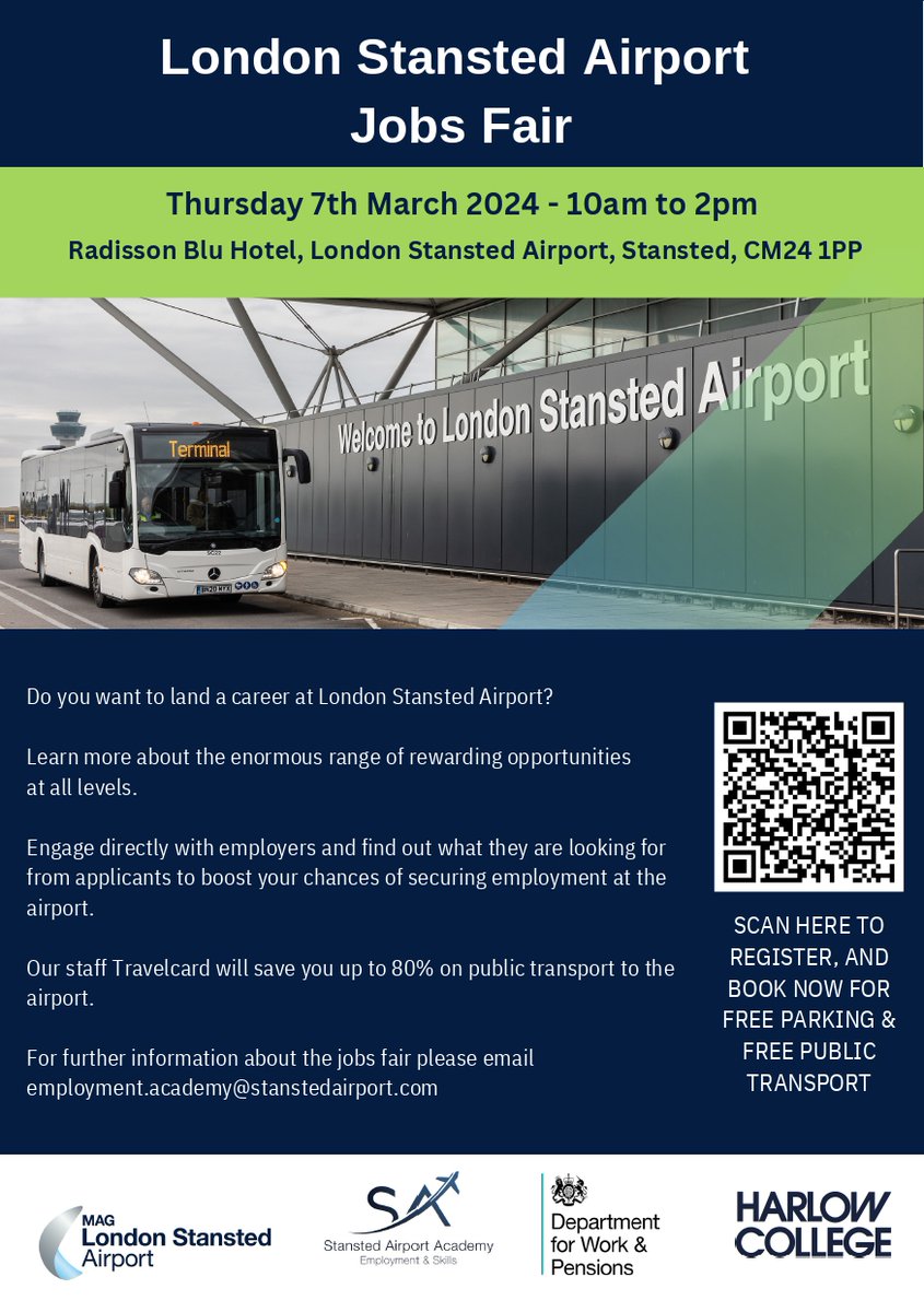 London Stansted Airport (@stn_airport) on Twitter photo Take off in an exciting career this year - it's time to land your dream #job! ✈️
Come to our Jobs Fair to find out about the exciting jobs available at <a href="/STN_Airport/">London Stansted Airport</a> to suit various skills, experience & expertise!
📅 Thursday 7th March | 10am
Register! ➡️ bit.ly/3w9xNQd Take off in an exciting career this year - it's time to land your dream #job! ✈️
Come to our Jobs Fair to find out about the exciting jobs available at <a href="/STN_Airport/">London Stansted Airport</a> to suit various skills, experience & expertise!
📅 Thursday 7th March | 10am
Register! ➡️ bit.ly/3w9xNQd