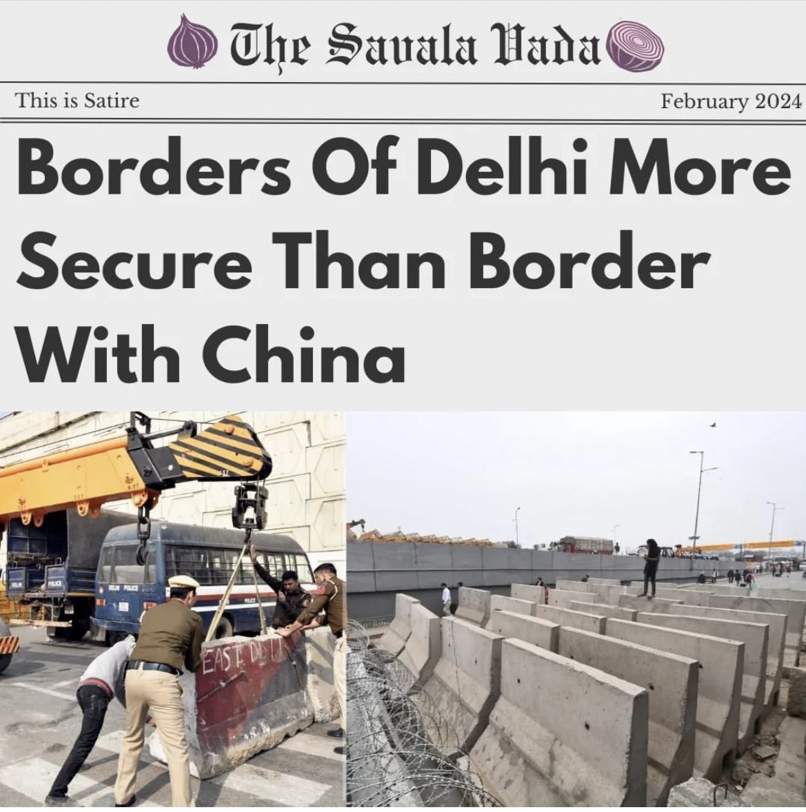 So called democracy!!
<a href="/narendramodi/">Narendra Modi</a> and his government's cowardly act of hiding behind cement blocks, barbed wire, tear gas, police and commandos cannot be expressed in words. It is a complete waste of money, time and resources. #ShameOnBJP
#FarmersProtest2024