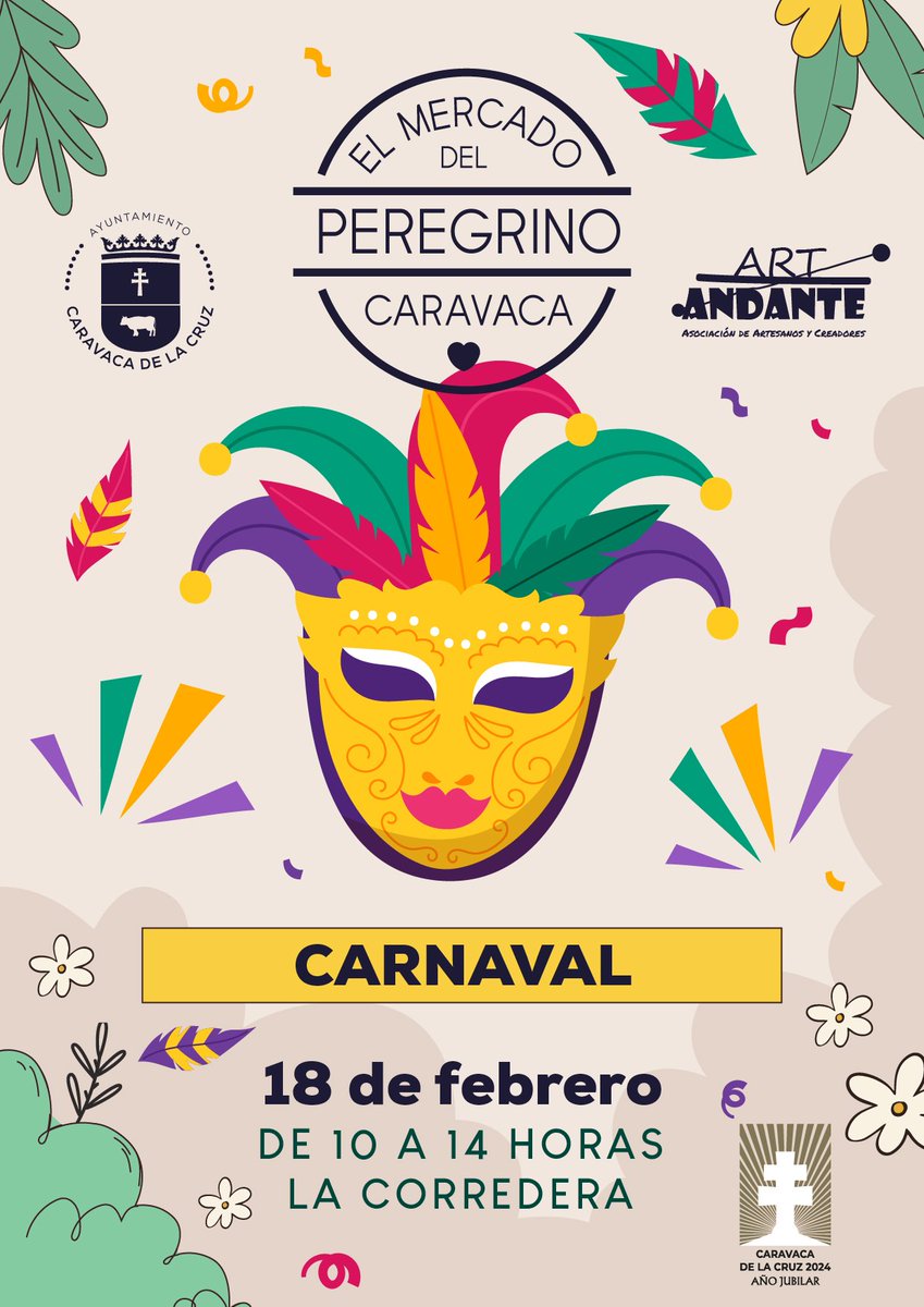 ¡Vuelve el Mercado del Peregrino con una edición especial dedicada al #Carnaval! 🦸‍♀️🦹‍♀️

Además de artesanía y gastronomía, habrá súper, talleres de arcilla y esparto, pintacaras, degustación de tortas fritas con chocolate y juegos tradicionales. 

#CaravacaAñoJubilar2024