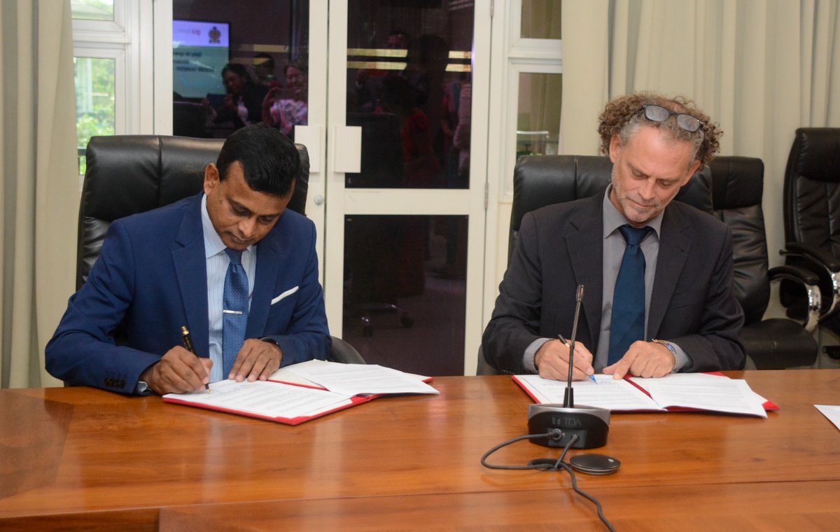 Ministry of Environment(MOE) and German Development Cooperation (GIZ)  entered into an agreement to carry out the Sustainable Consumption &amp; Production Outreach-Next Five Asia Project in 2024. Mr. Chandrakeerthi, Secretary, MOE &amp; Mr. Tobias, Deputy Country Director, GIZ signed.