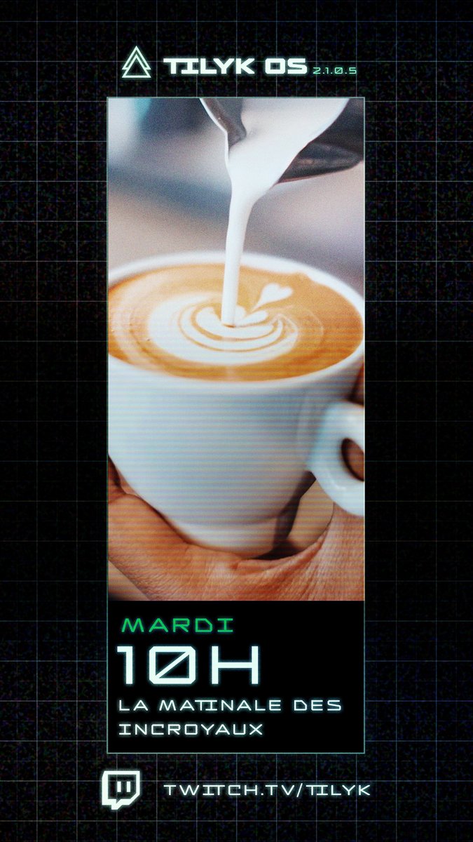 Ramenez votre café, ce matin c'est la matinale
➡️twitch.tv/tilyk⬅️