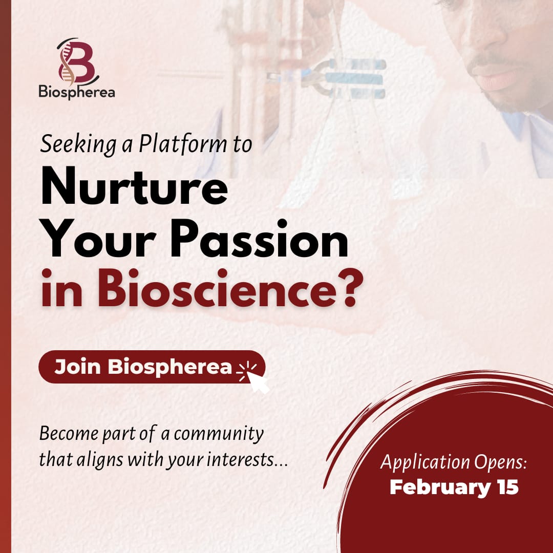 BiosphereAfrica's tweet photo. Exciting news!
After the rebranding of our community earlier this year, we are excited to open doors for new members.
Application opens in 2 days.
Stay tuned.
#Announcement #JoinBiospherea #BioscienceCommunity https://t.co/ww5s8MGB0n