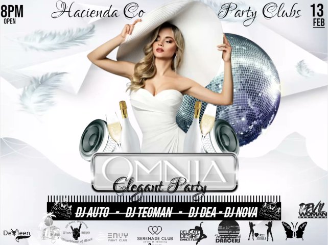 READY TO FLY !!! ONE OF THE FAMOUS NIGHT CLUB IN THE WORLD ! HACIENDA OMNIA ELEGANT PARTY FEB.13th 8 PM DJ AUTO DJ TEOMAN DJ DeA DJ NOVA LIVE BUTTERFLY BABIES SWEET HARMONY TROPICAL DANCERS DELICATE DESIRE ON STAGE 'May all who enter as guests Leave as friends'