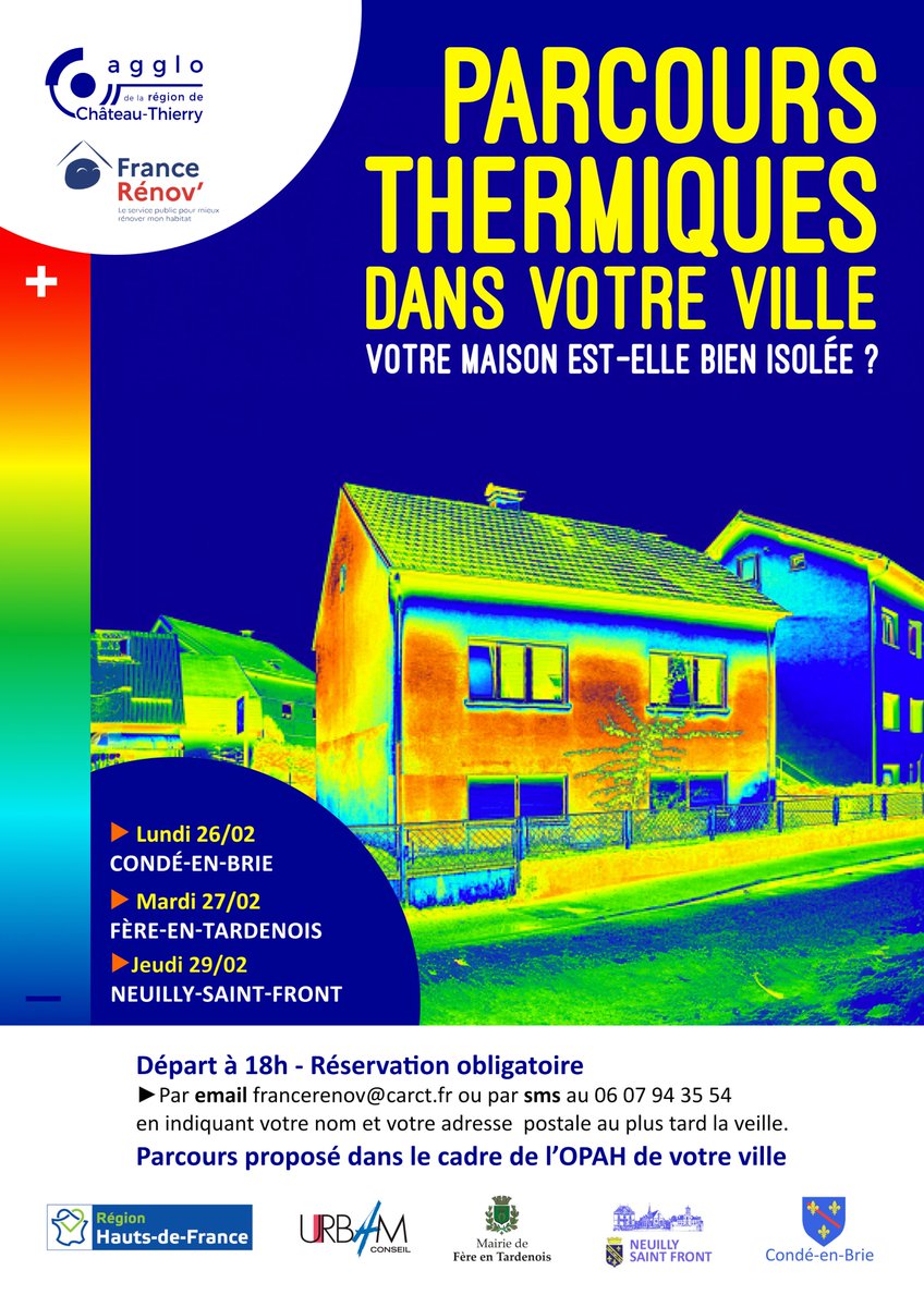 Votre #maison est-elle bien #isolée ?

RDV :
- Lundi 26 février📍à Condé-en-Brie
- Mardi 27 février📍à Fère-en-Tardenois
- Jeudi 29 février📍à Neuilly-Saint-Front

#agglochateauthierry #OPAH