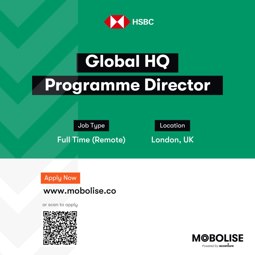 HSBC has an opening for a Global HQ Programme Director in London to manage the relocation of our headquarters. Skills needed: workplace strategy, construction management, stakeholder engagement. Apply today! jobs.mobolise.co/jobs/303297595… #HSBCJobs #LeadershipRole