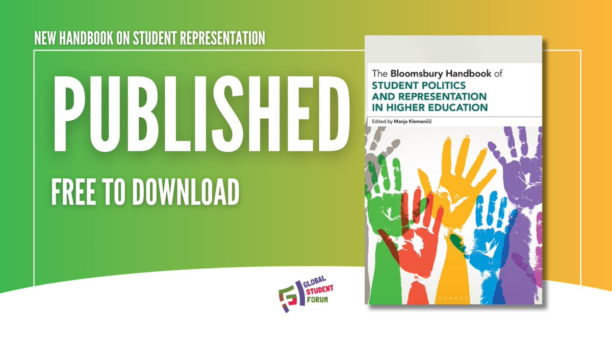 🚀 The Bloomsbury Handbook of Student Politics & Representation is now available #OpenAccess! Edited by Dr. Manja Klemenčič this handbook dives into student agency & impact✊. A global collaboration, 70+ scholars & student leaders from 25 countries🔗➡️ ow.ly/orZ350QAcwc