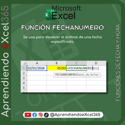 AeXcel365's tweet photo. Función FECHANUMERO
#aprendiendoexcel365 #josealcaldealias #excel #microsoftexcel #educacion #aprendiendoexcel #exceltips #funcionesexcel #excelformulas #exceltutorial #aprendeexcel #visualbasic #vba #VideosTutoriales 
⭐ En mi perfil encontrarás los links. https://t.co/HAgoyESB4k