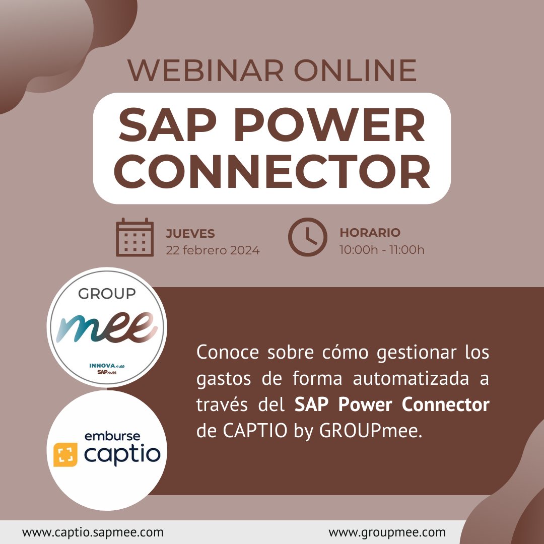 sapmee1's tweet photo. 🗓️ ¡Te esperamos el jueves 22 en el webinar que organizamos junto a los compañeros de @emburse @Captio_es!

✋ Puedes inscribirte en la sesión a través de https://t.co/6WsMLW2crT

#SAP #SAPmee #GROUPmee #EmburseCaptio #Emburse #Captio https://t.co/Hs3rooz59i