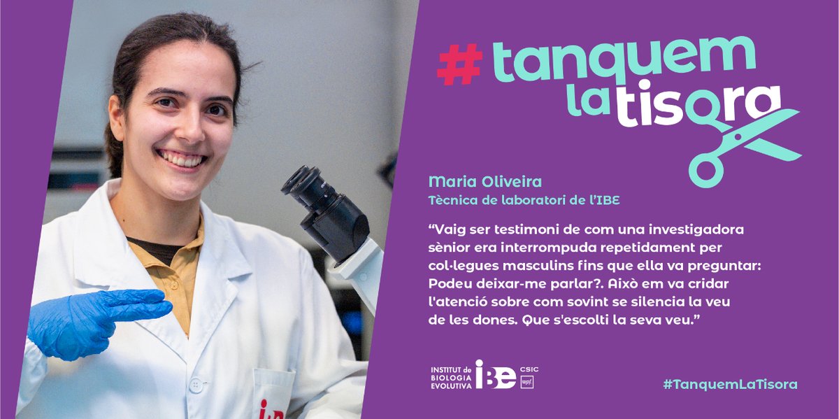 IBE_Barcelona's tweet photo. 💬 "És urgent que s'escolti la nostra veu" Maria Oliveira, Tècnica del #Laboratori de Biologia i Ecologia de #Protistes Abundants🦠🤿 de l'@IBE_Barcelona, ens parla de la importància d'un entorn #saludable a la ciència.🗣️🥼
#CloseTheScissors
#11F https://t.co/AzGB5P0CrK