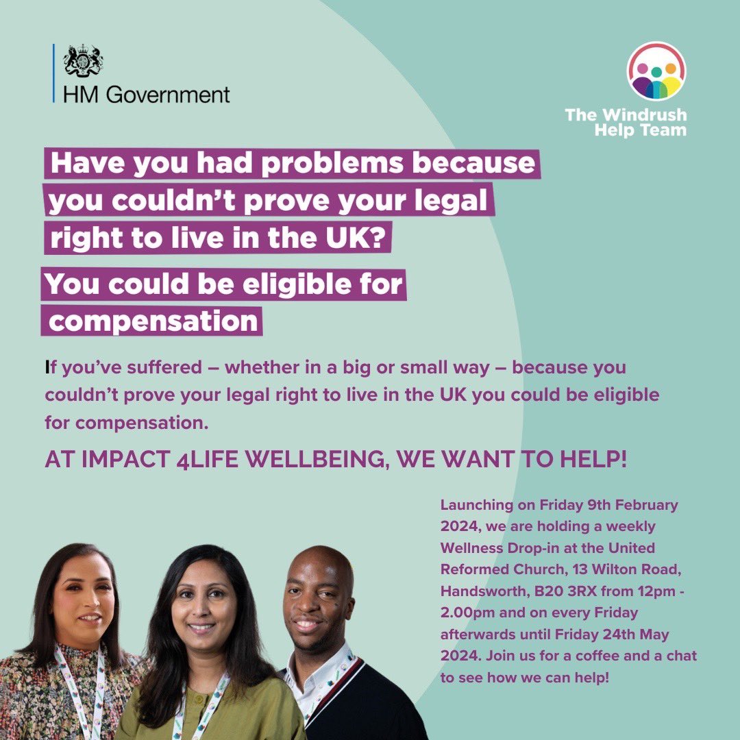 Come along to our Wellness Drop in's for support with checking eligibility/applications for compensation/blood and organ donation advice and more! Qualified Nurses on site to carry out free health checks😊
*Light refreshments
*Health Advice and more! #health #windrush #giveblood