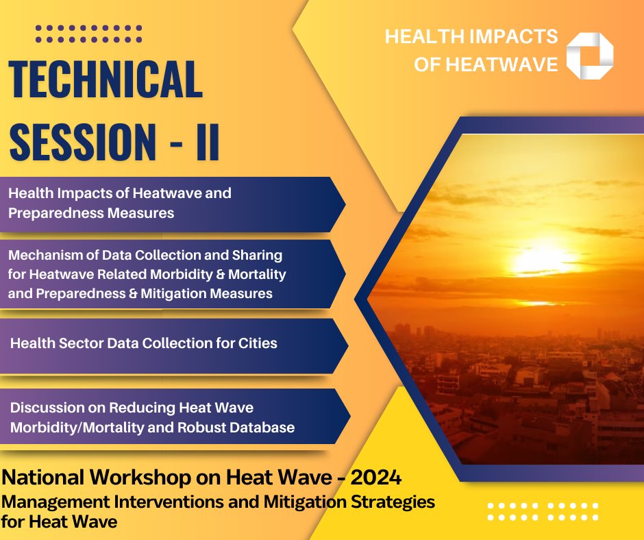 ndmaindia's tweet photo. Based on the Health Impacts of #Heatwave, technical session II begins with a presentation by Dr. Harshal Salve, @aiims_newdelhi at the 'National Workshop on Heat Wave 2024: Exploring Management Interventions and Mitigation Strategies'. 

#HeatwavePreparedness 
#HeatwaveMitigation https://t.co/G4tkdHAmVo