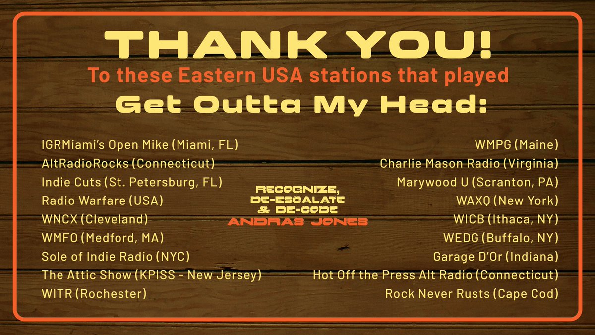 Thanks to all the east coast stations who are spinning "Get Outta My Head"🙏🏻