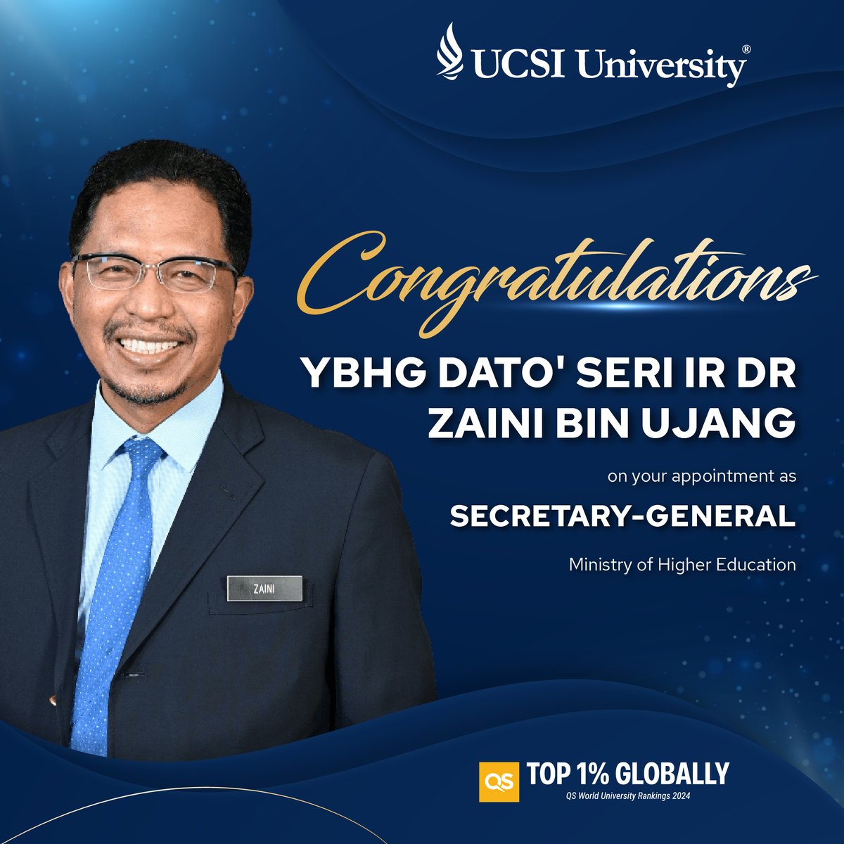 Congratulations, Ybhg Dato' Seri Ir Dr Zaini Bin Ujang on your appointment as the Secretary-General of the Ministry of Higher Education! #ucsi #ucsiuniversity #mohe #highereducation #malaysiamadani #secretarygeneral #education #malaysia #kpt