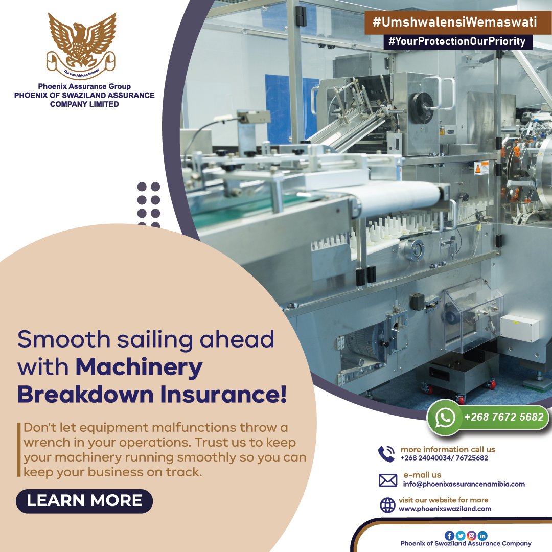 🛠️ Smooth sailing ahead with Machinery Breakdown Insurance! Don't let equipment malfunctions throw a wrench in your operations. Trust us to keep your machinery running smoothly so you can keep your business on track. #KeepItRunning #EquipmentProtection