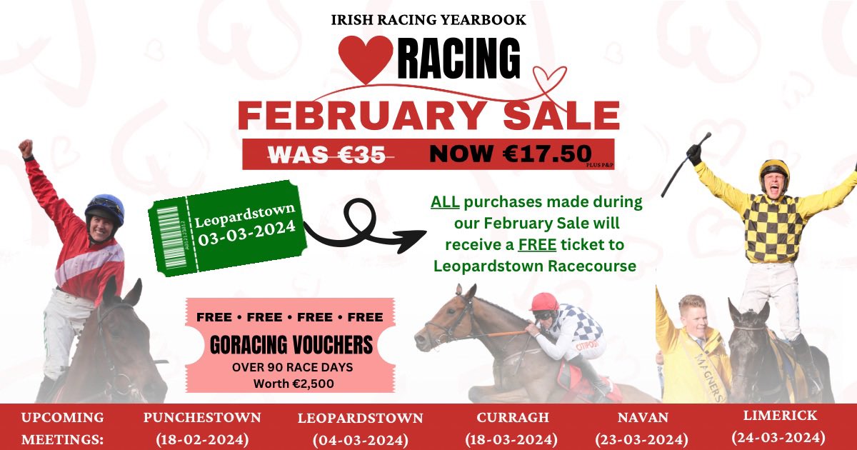 ❤️ LOVE RACING - FEBRUARY SALE ❤️ Treat a loved one or yourself to the must have hardy racing annual with our fantastic sale 💸 With every purchase made during our February sale, each customer will receive an admission ticket to the Leopardstown Race Meeting on March 3rd 🐎