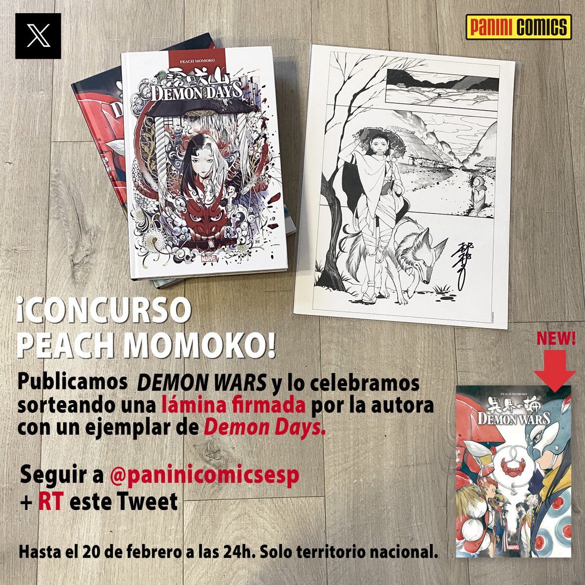 📢CONCURSO.
Este mes publicamos DEMON WARS (panini.es/shp_esp_es/dem…) de Peach Momoko.
Sorteamos una lámina firmada por la autora + el cómic Demon Days (panini.es/shp_esp_es/dem…) entre todos los follow + RT a este tweet. 
Gracias <a href="/OmegaCenter0/">Omega Center Madrid</a> por la gestión. 🤗
#PaniniMomoko