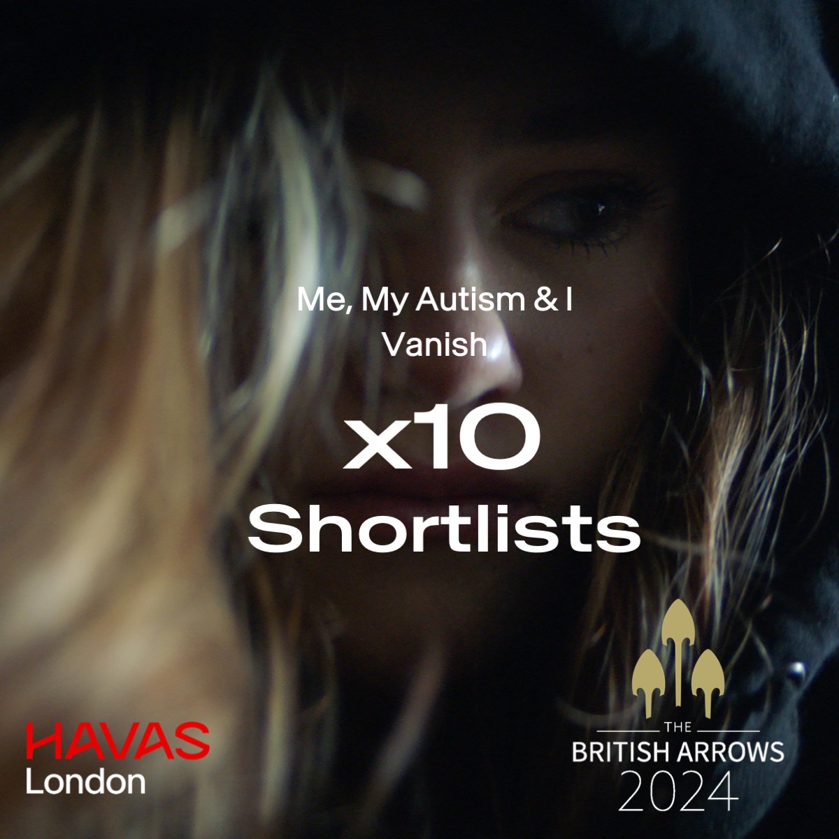 Over the moon to see 10 @britisharrows shortlists for Me, My Autism & I 🙌 🏹Household Goods 🏹Integrated Campaign 🏹Best over 90-second commercial 🏹Writing 🏹Achievement in Production 🏹Casting 🏹Editing 🏹Sound Design 🏹Original Composition 🏹Best Director