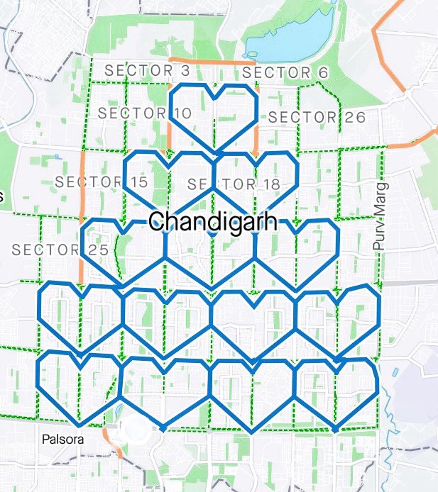 100 km #cycling to decorate #TheCityBeautiful #Chandigarh with 14 ❤️ #valentines #cyclinglife #LoveForAll #HatredForNone #keepmoving #Loveisland @nisharai_ggc @neeza_singh @kaps_its @MWCTez2020 @cycfiroza @HydcyclingRev @UCI_cycling @ChandigarhSmart @pedalandtring