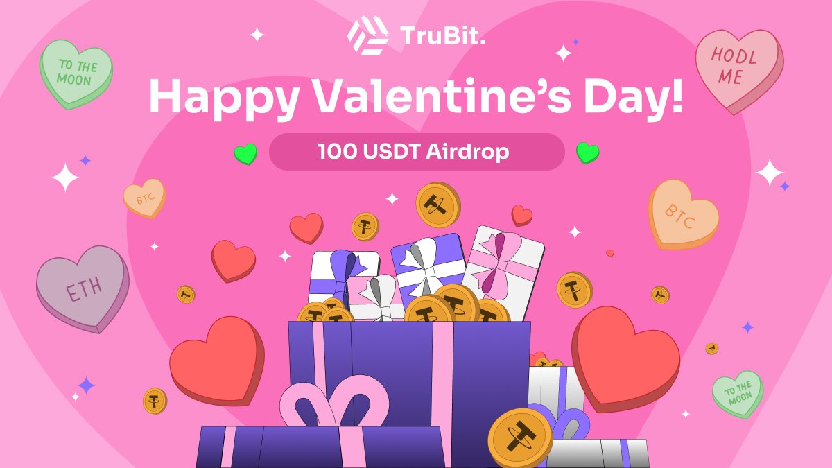 TruBit_Global's tweet photo. $100 #USDT Giveaway for 10 lucky friends to celebrate #ValentinesDay together~💞

📌To enter：
1️⃣Like &amp; Retweet with #TruBit
2️⃣Follow @TruBit_Global 
3️⃣Tag 3  friends in comments.
⏰Period: Feb. 13 - 18 (CST)

🥳Lucky people who get the $USDT #airdrop will be announced on Feb.19 https://t.co/QEvvKrPAmT