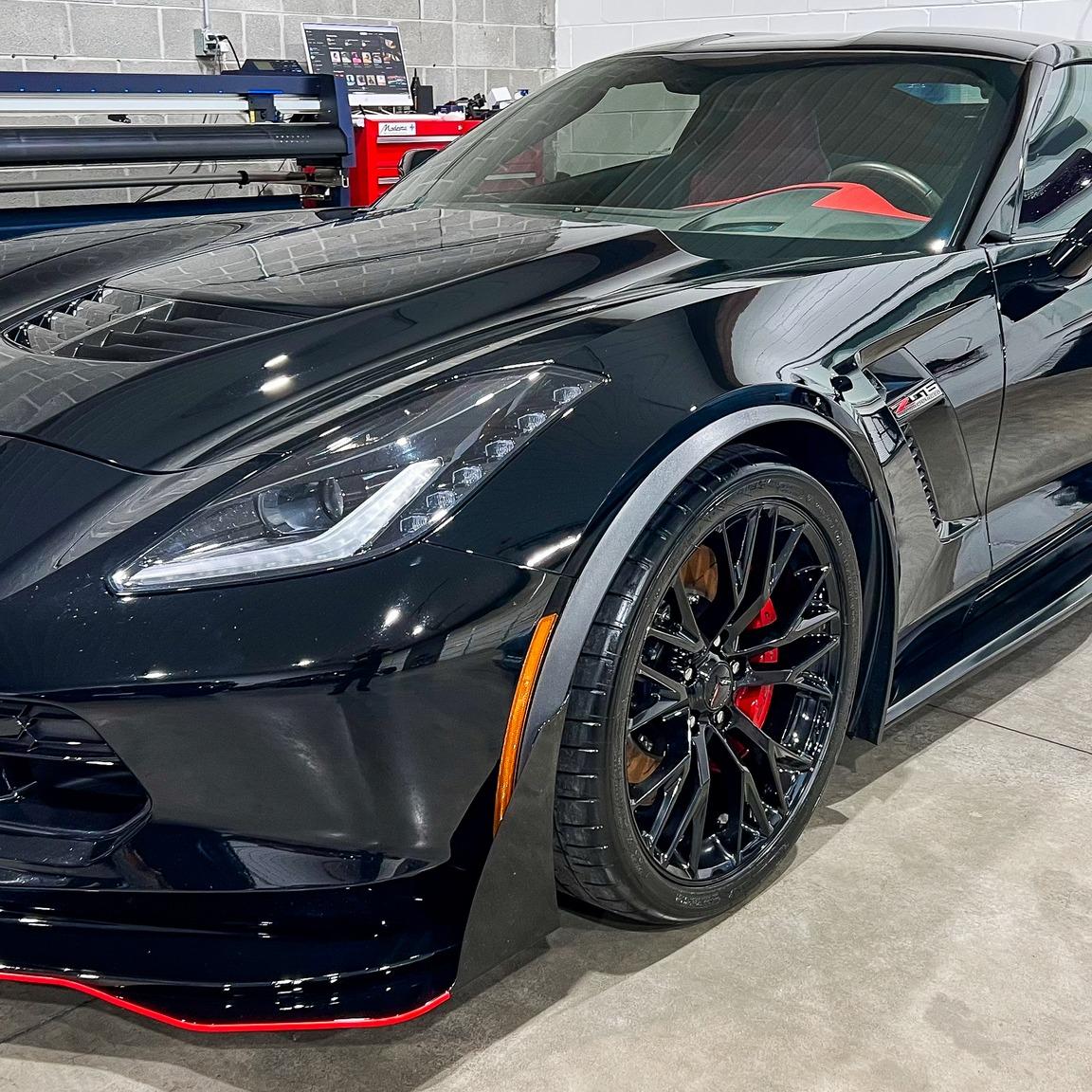 Black #Corvette #Z06 received touch up paint (after heavy track use) to front bumper, rock panels, and rear fenders, heavy paint correction, and Modesta BC-04 ceramic coating #modesta #carcare #coating #detailing #cars