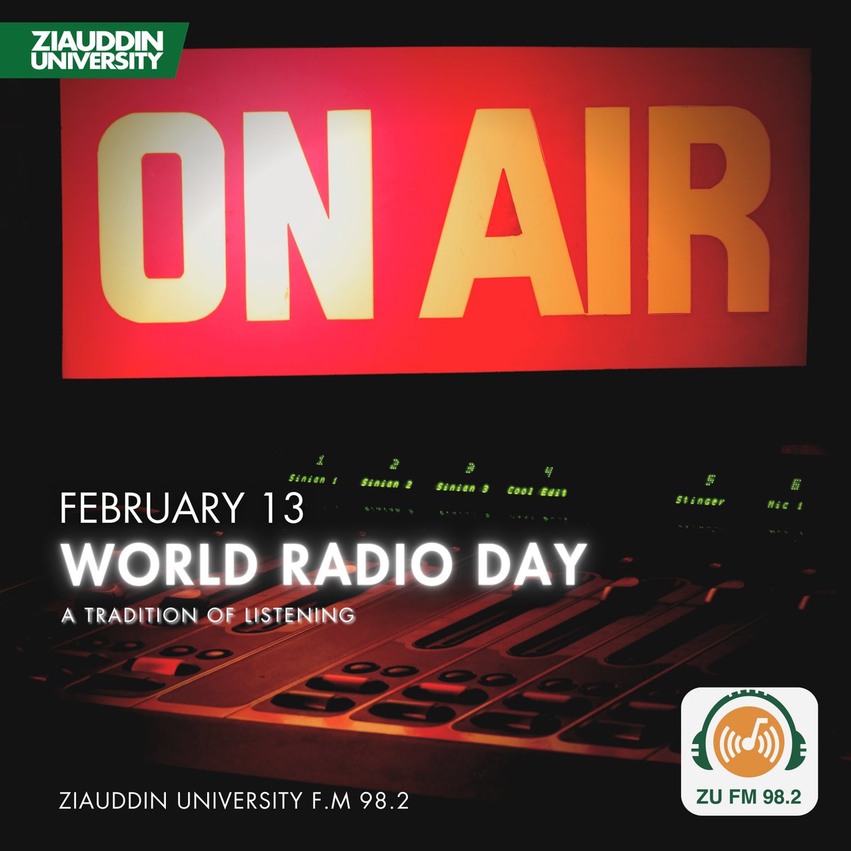 ZUFM982's tweet photo. “Today is the day to honor the most amazing invention in the world" February 13 - World Radio Day

Stay tuned to Ziauddin University Radio F.M 98.2 https://t.co/F50wAETwbs