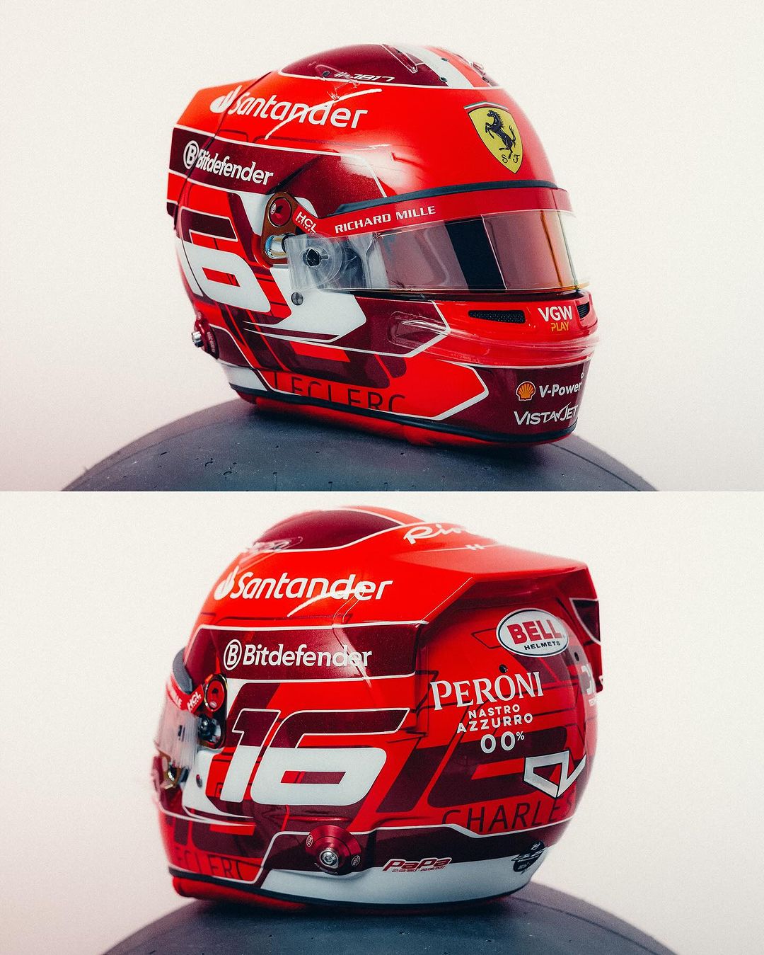 Charles Leclerc's new Ferrari helmet for 2024 F1 season