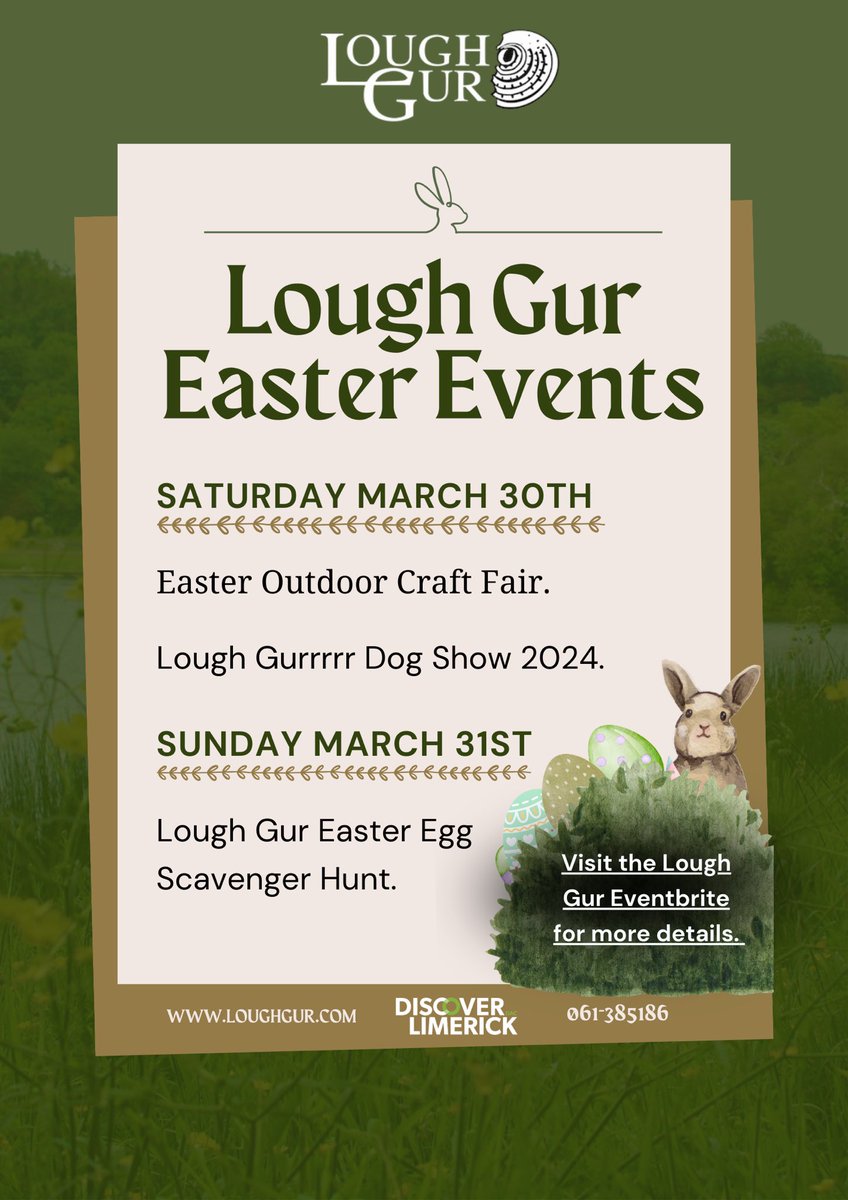 Check out our Easter Events for 2024 below ⬇️ to book a stall please email info@loughgur.com for all other events booking is essential through our Eventbrite.