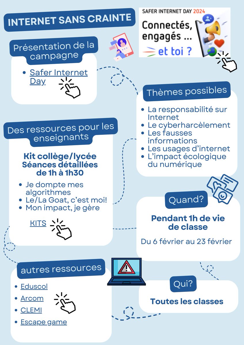 CdgCollege's tweet photo. 1ère édition #Internet_sans_crainte au collège -> Tous les PP engagés pour la sensibilisation de nos élèves. @dsden28 @ac_orleanstours #saferinternetday2024 https://t.co/Z03ZXENBTg