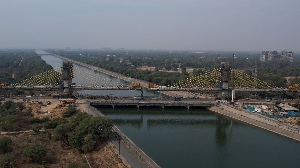 Cable bridge on Narmada Main Canal on Gandhinagar Metro Route nearly complete