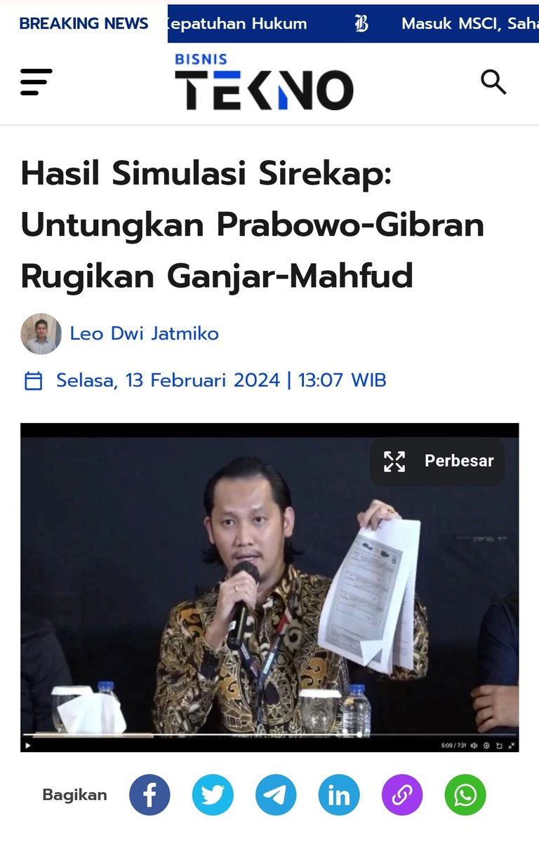 Sayang sekali jika sudah ada indikasi kelemahan sistem Aplikasi Sirekap, KPU diam tanpa memperbaiki. Akan sangat bertentangan dg tagline Pemilu Jurdil. Maka akan ada pihak yg diuntungkan &amp; Yg dirugikan. Jangan hianati kepercayaan rakyat. 
#GanjarPresidenRakyat 
#GanjarMahfud2024