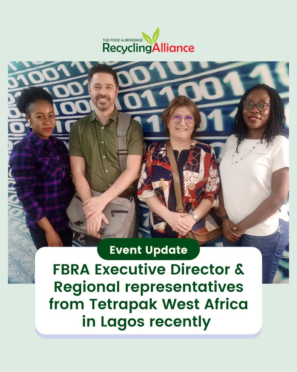 FBRA ED&Regional reps from #TetrapakWestAfrica @Aida_gaha & Andrew Horvath visited proposed partners in Lagos with the capacity to recycle Used Beverage Cartons, #UBCt The visit was targeted at exploring integrated interventions & solutions to ensure a second life use for UBCts