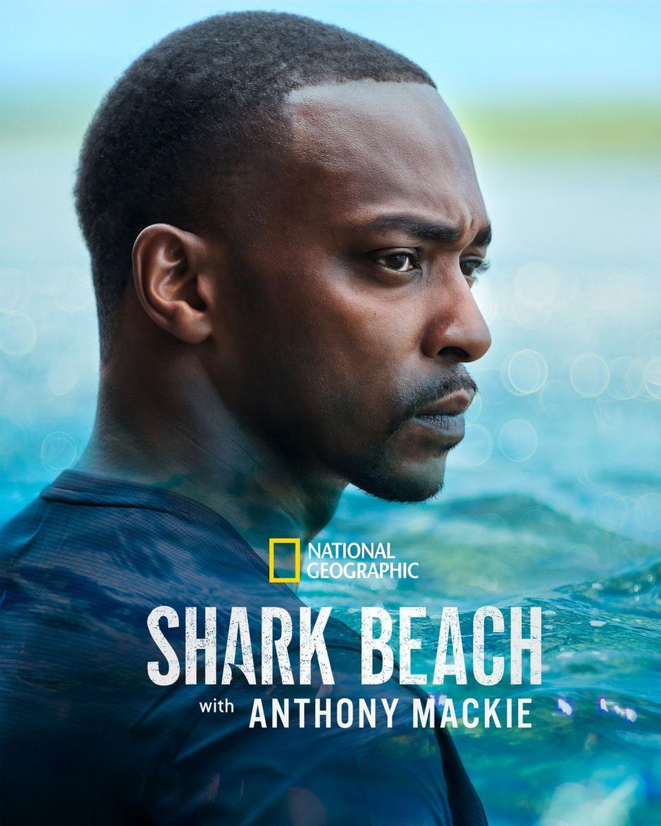 TheFinishLine_'s tweet photo. How much do we really know about sharks? Anthony Mackie is on a quest to uncover the secrets of these mysterious predators! 'Shark Beach with Anthony Mackie' is coming soon to Disney+ #SharkFest https://t.co/zQE8t9mR9y