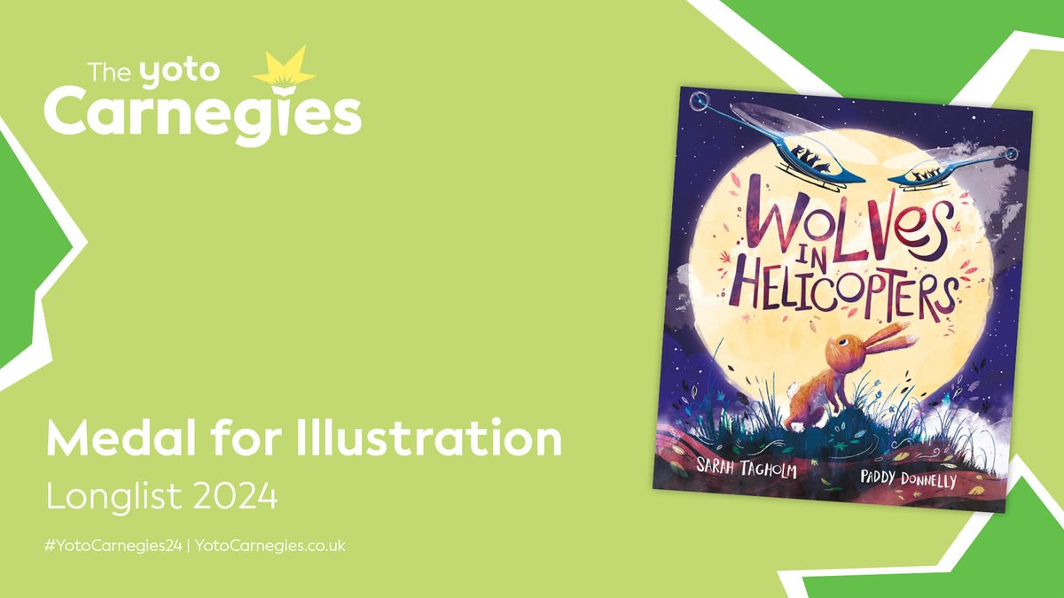 Wolves in Helicopters is on the #MedalForIllustration longlist @CarnegieMedals 2024!🎉✨ A huge congratulations to #BrightArtist @paddydonnelly, #BrightAgent @sus__penny, @mrstwit, and the whole team at @andersenpress!