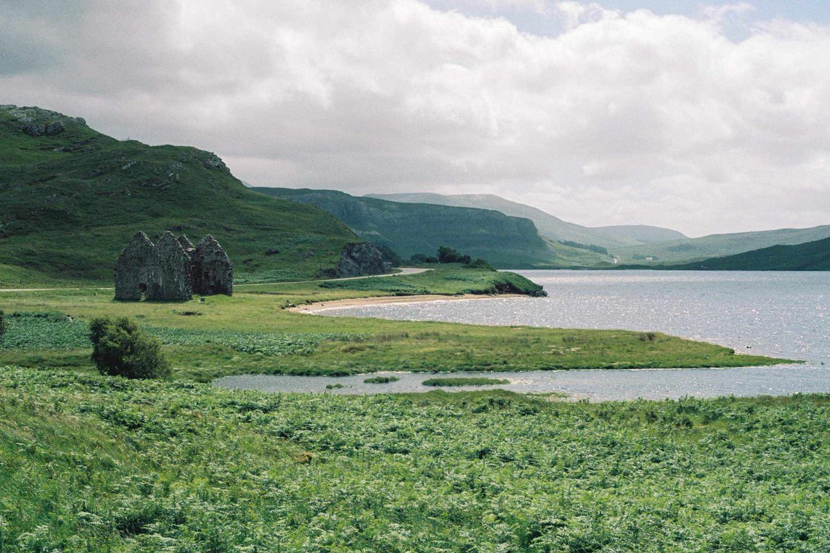 The ruins of Calda House on the shores of Loch Assynt. 35mm Film