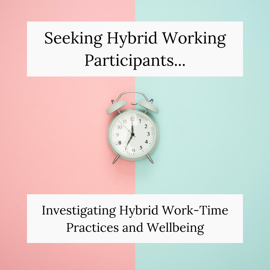 Anna Navin Young (@annanavinyoung) on Twitter photo Seeking hybrid workers to participate in a <a href="/UCC/">UCC Ireland</a> study of hybrid work-time practices, #TimeManagement and #Wellbeing. Test out a #timeawareness activity designed to support you to effectively manage time and #stress.
To learn more and get started: ucc.qualtrics.com/jfe/form/SV_cN… Seeking hybrid workers to participate in a <a href="/UCC/">UCC Ireland</a> study of hybrid work-time practices, #TimeManagement and #Wellbeing. Test out a #timeawareness activity designed to support you to effectively manage time and #stress.
To learn more and get started: ucc.qualtrics.com/jfe/form/SV_cN…