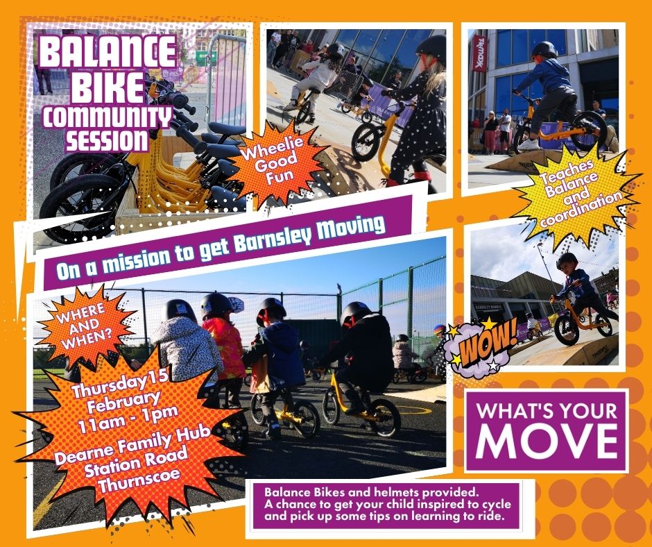 We are out in the community this week in #Barnsley #DrBike will be at The Roundhouse Library in Athersley on 13th Feb. Then Dearne Family Hub on the 15th for a balance bike session. @DearneAreaTeam @wathupondearne @BarnsleyCouncil @SouthYorksMCA @BarnsleyLibs #activetravel
