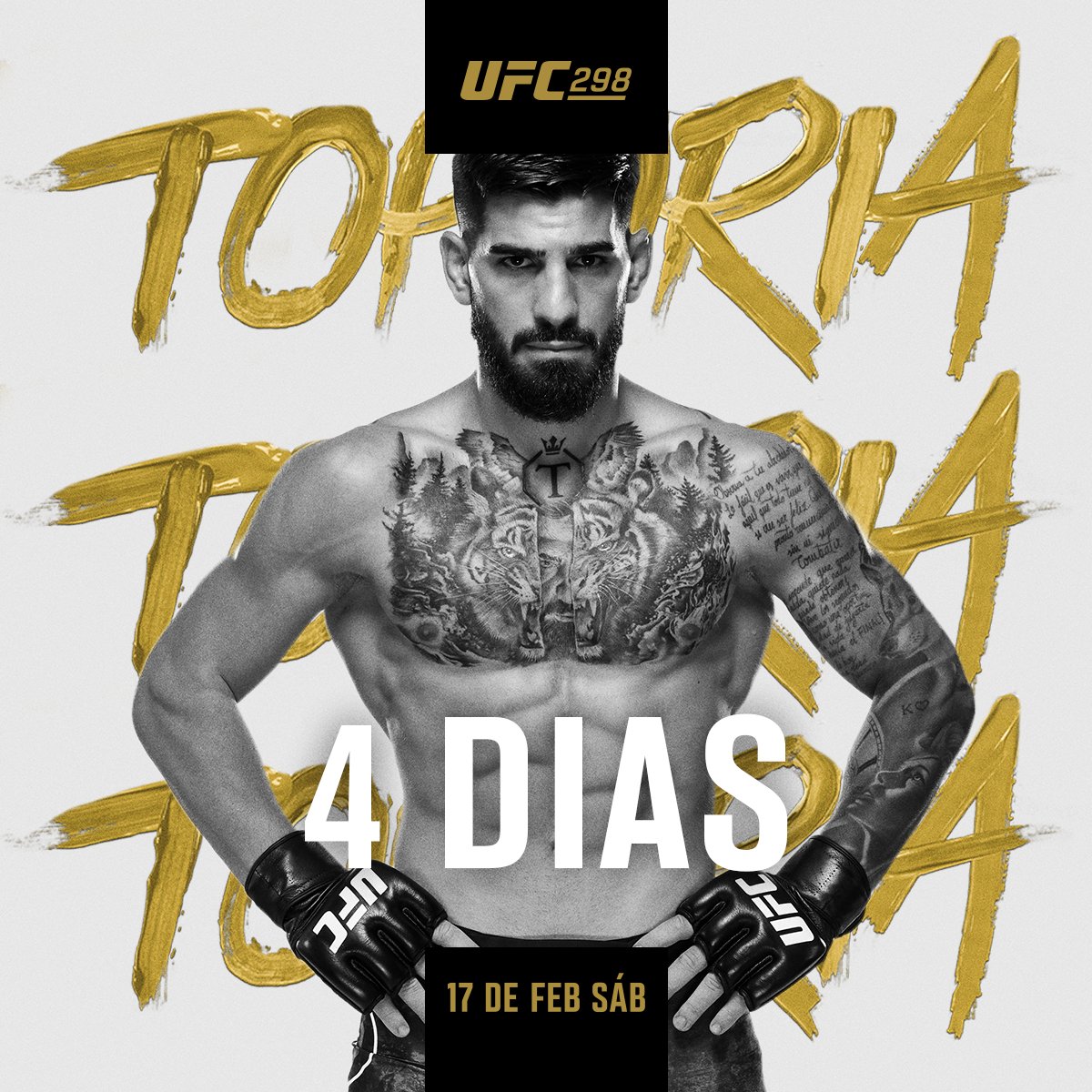 UFCEspanol's tweet photo. ¡4 días para ver a @Topuriailia pelear por el cinturón de peso pluma! #UFC298 https://t.co/jF8RNkebzY