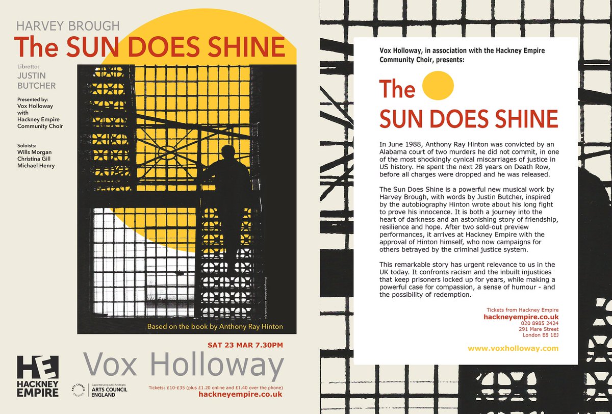MusicinPrisons's tweet photo. Our friends @VoxHolloway are bringing their powerful performance of #TheSunDoesShine to @HackneyEmpire on 23 March (and will be collecting for #MusicInPrisons 💛💙)
👉 booking info: https://t.co/n0PVwGXsKV https://t.co/xiiASUtw8L