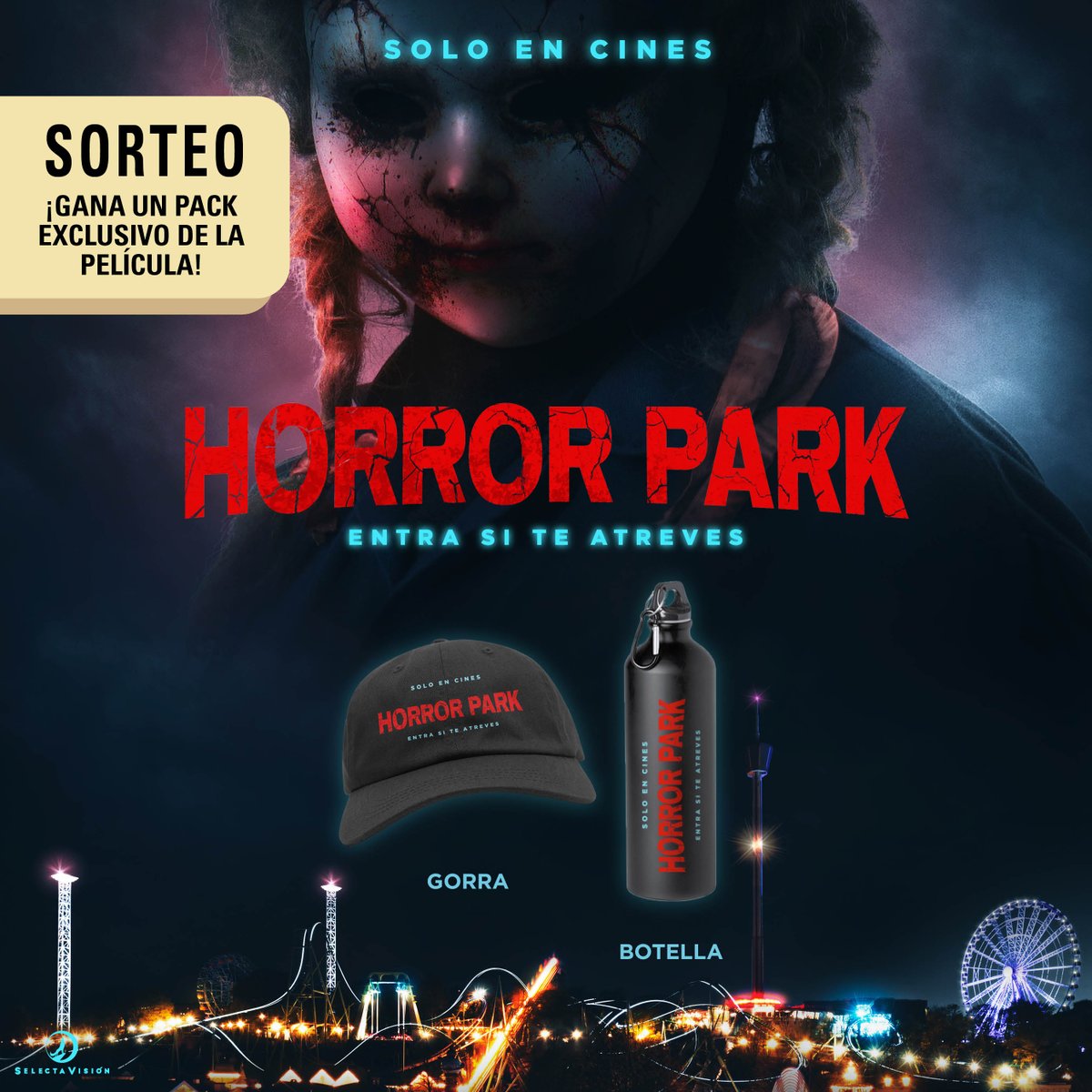 LaHenryteca's tweet photo. El 23 de septiembre se estrena #horrorpark, slasher ambientado en un parque de atracciones.

Sorteamos un pack de Goodies de mano de @SelectaVision 

1. Sigue a @SelectaVision y @LaHenryteca 
2. Haz FAV y RT a este tweet, citando a dos amigos

Fecha Límite 20/02/2024 https://t.co/o4XJqUg6gO