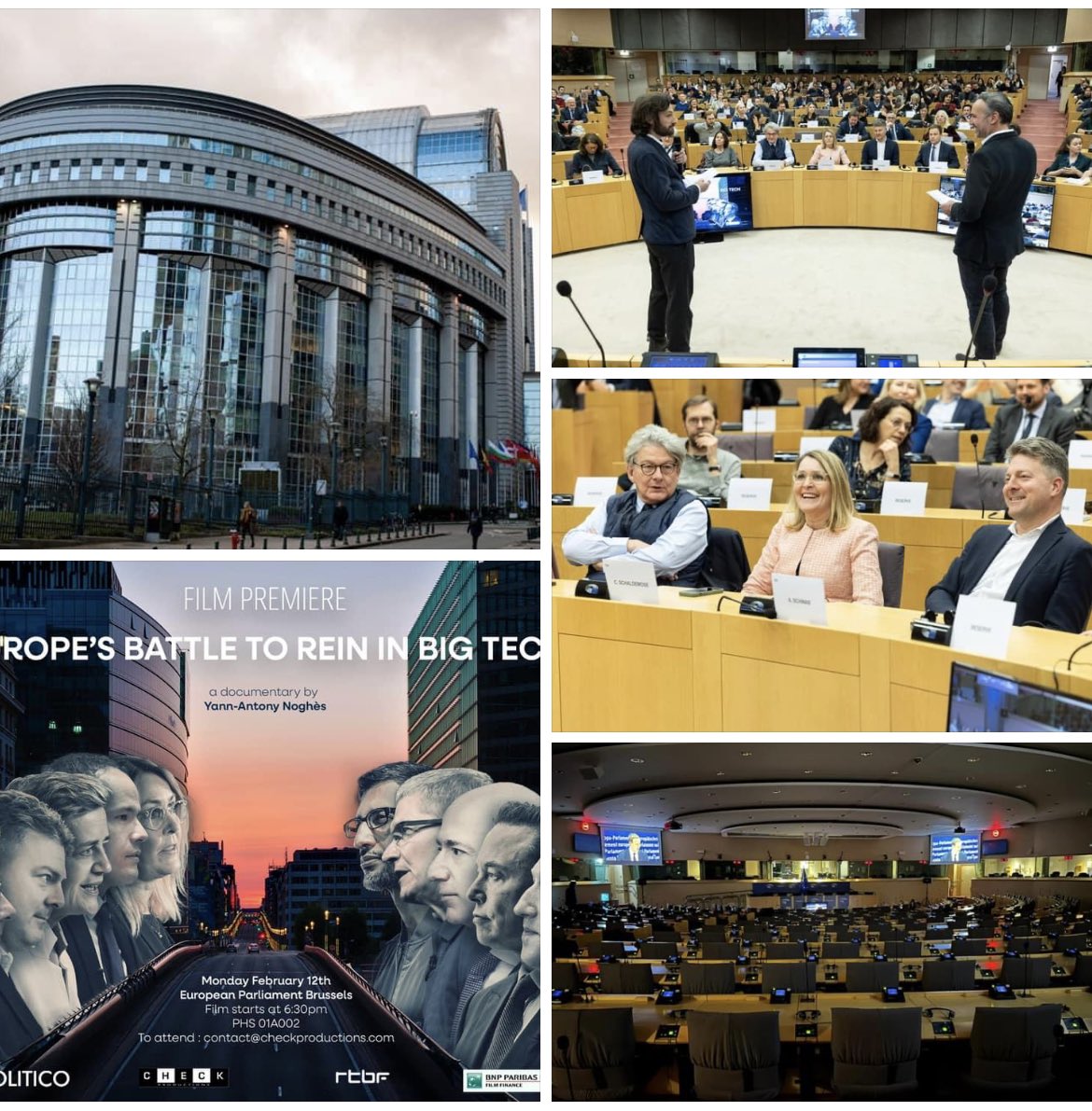 Avant-première lundi au Parlement européen du doc « L’Europe face aux géants du numérique »
<a href="/ThierryBreton/">Thierry Breton</a> <a href="/vestager/">Margrethe Vestager</a> <a href="/SchaldemoseMEP/">Christel Schaldemose</a> <a href="/Andreas_Schwab/">Andreas Schwab @ASchwab.bsky.social</a> <a href="/cedric_o/">Cédric O</a> <a href="/quatremer/">Jean Quatremer</a> 
Immersion inédite dans la fabrique de la loi UE et ses rapports de force
1ère diff le 29/02 <a href="/RTBF/">RTBF</a> #CheckProd