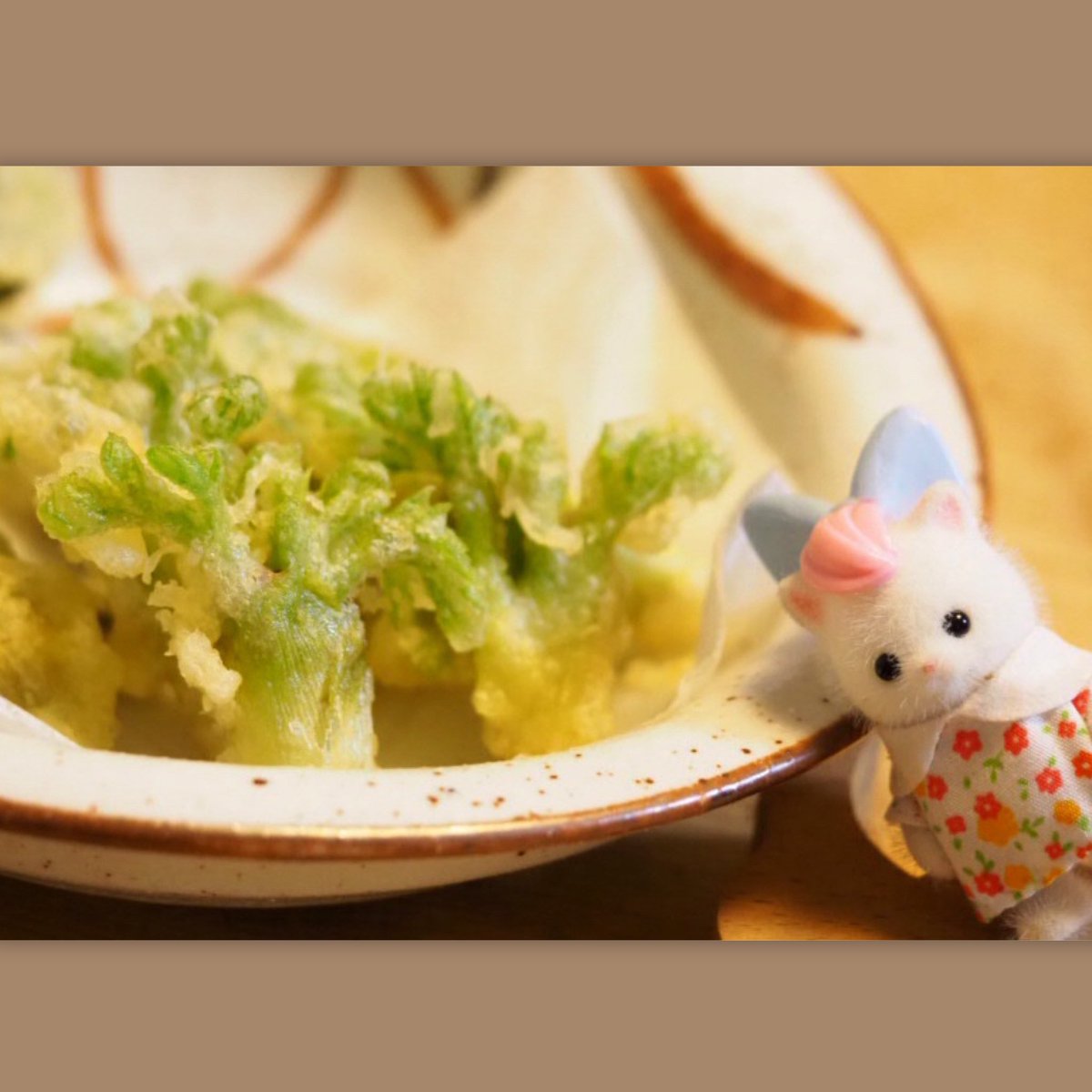 HANEmaru8's tweet photo. 最近は妙に疲れがとれない…
お花の写真も底を尽きたので、味覚で春を感じることにした⚘
#タラの芽 …埋もれて写ってなかったこごみの #天ぷら 
やりたい事はいっぱいある。
みんなが鳥の写真を撮ってるあの公園にも行ってみたくてスマホで地図を眺めている。
運転…いけるか…
#シルバニアファミリー https://t.co/9nCSwfx0ay