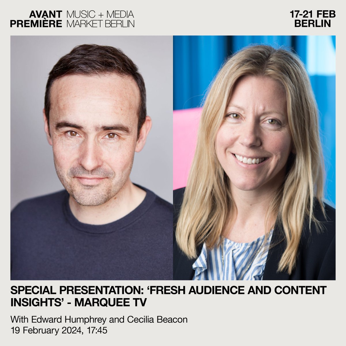We are looking forward to welcoming @EdwardHumphrey and Cecilia Beacon from streaming platform @MarqueeArtsTV for a special presentation on their use of data and viewing trends to shape their latest content strategy and plans 📈 📅 19 Feb, 17:45 🔗 bit.ly/ap24-marqueetv #AP24