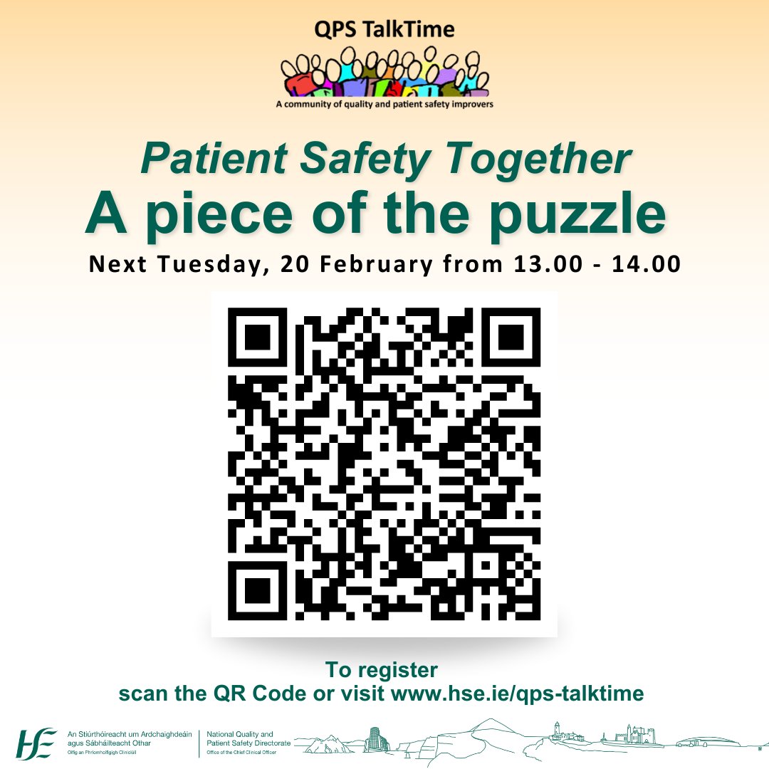 ✨Patient Safety Together✨ Want to learn about the work of the Patient Safety Together community? Join our next QPS TalkTime on Tuesday 20 February Visit the link below to register⬇️ bit.ly/QPS-TalkTime-E…