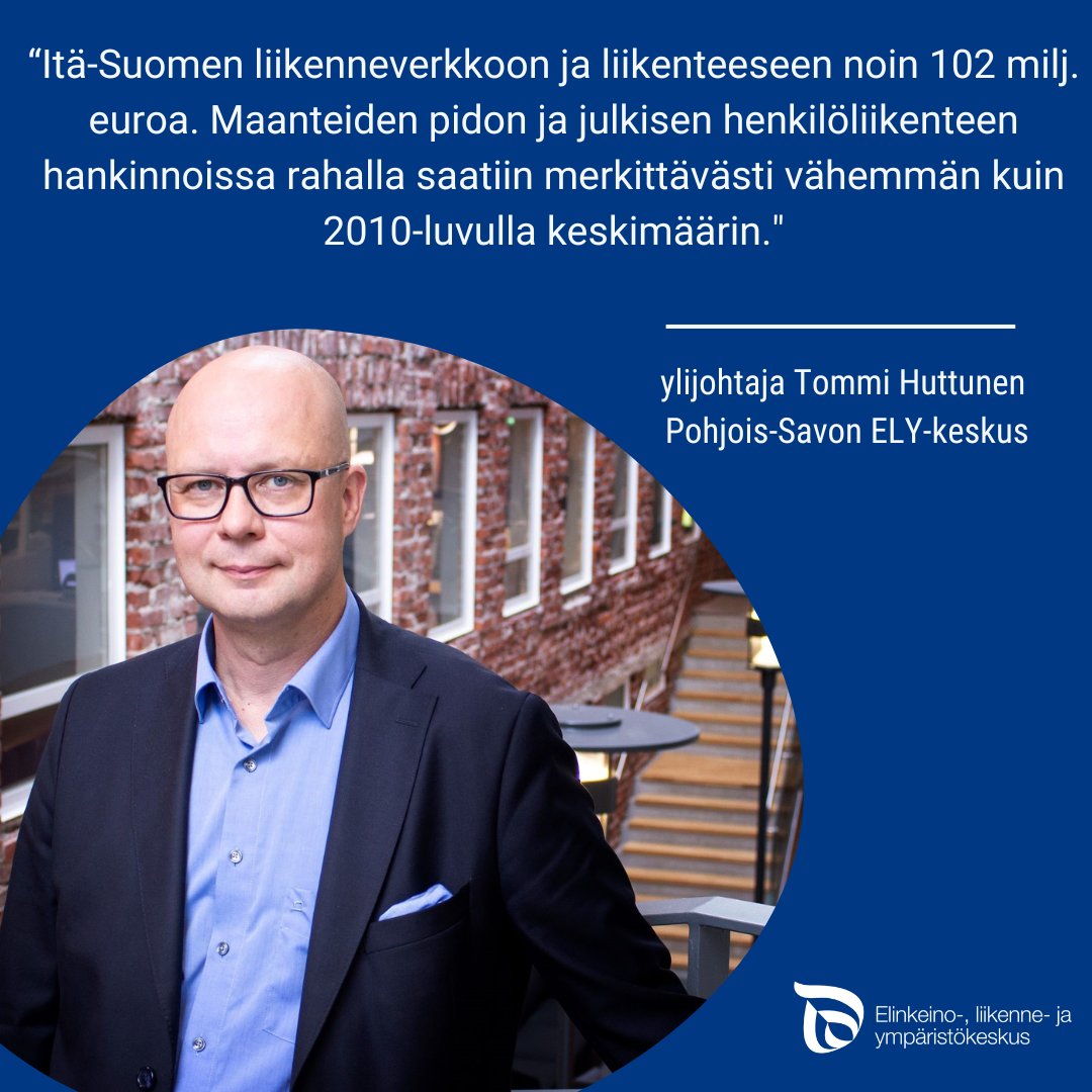 Itä-Suomen liikenneverkkoon ja liikenteeseen noin 102 milj. euroa.
- Maanteiden pidon ja julkisen henkilöliikenteen hankinnoissa rahalla saatiin merkittävästi vähemmän kuin 2010-luvulla keskimäärin, ylijohtaja <a href="/HuttunenTommi/">Tommi Huttunen</a>