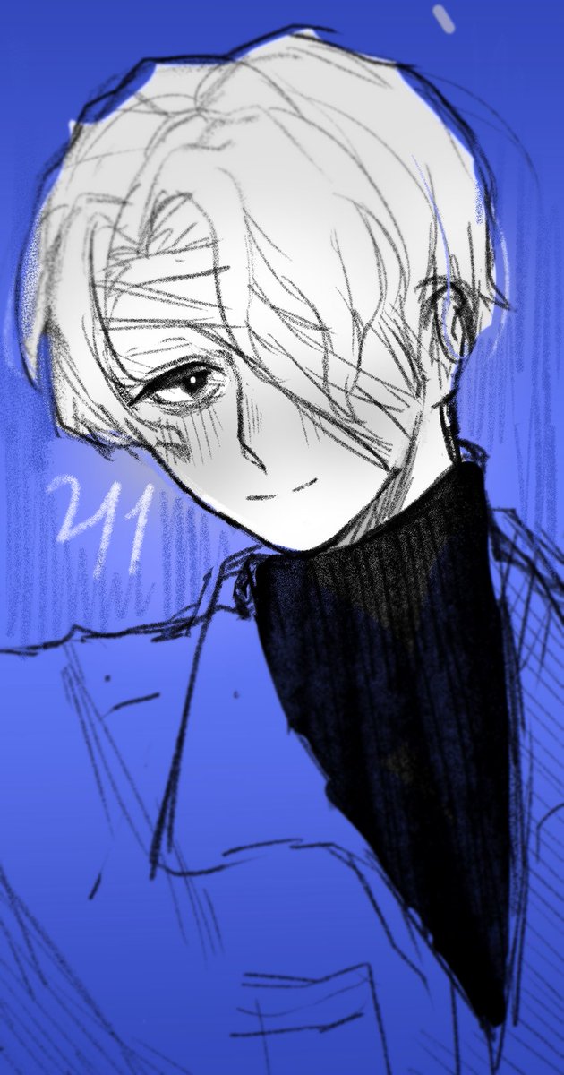 あとこれは当日の帰り道にちょっと描いたトーマくんです！分け目が🪲よりになってしまいました😵‍💫