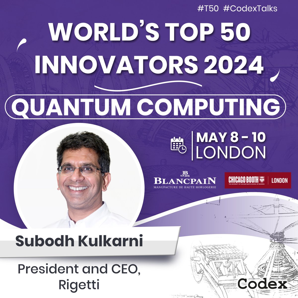 codexworld's tweet image. Delighted to welcome Subodh Kulkarni CEO @rigetti to the World&apos;s Top 50 Innovators 2024 in London, as a speaker in the Quantum Computing session on 10th May

Event detaills lnkd.in/dqMRuE_F
 
#T50 #CodexTalks #QuantumComputing #QuantumAdvantage #Rigetti #tech #innovation