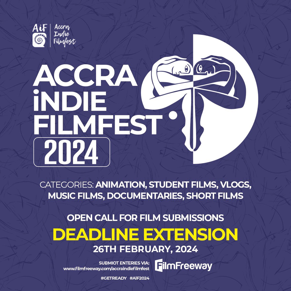 accraindiefilm1's tweet photo. Deadline for submission to the 6th edition of the festival is extended to 26th February 2024.

Don’t be late again. Submit your short film NOW!!

Use the link below to submit.👇🏾👇🏾

https://t.co/FOUT3P5b7o https://t.co/JZY2xlpqvZ
