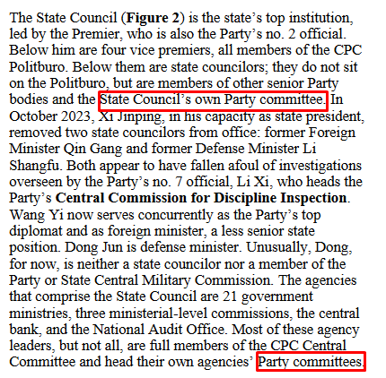 Not trying hair-splitting here, but there are some inaccuracies in this summary of the PRC political system. For one, the Party org referred in the para below is called party-group not party committee. The difference is not merely semantic but with substantive implications.