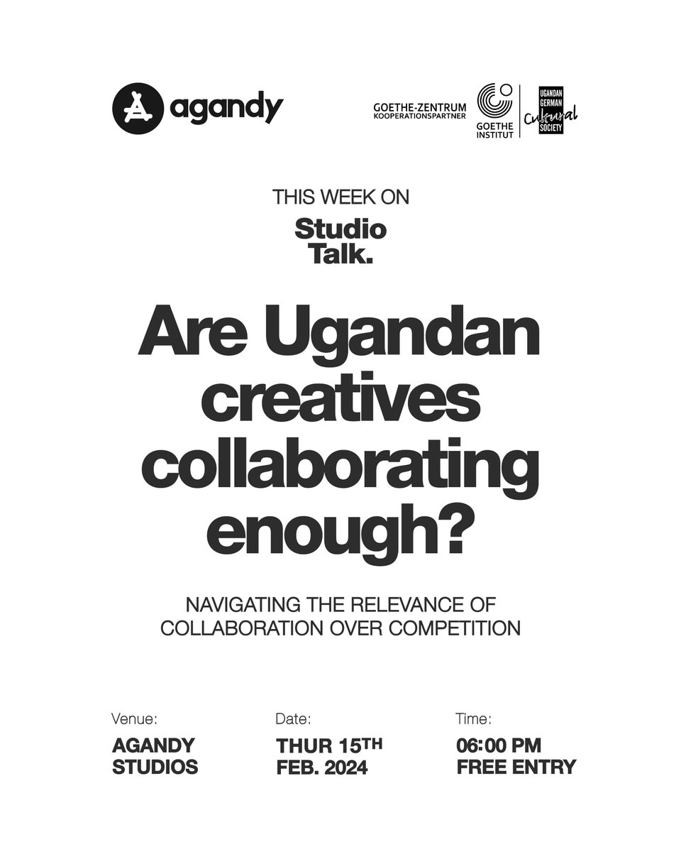 Exploring Ugandan creativity:  This Thursday, join us at Studio Talk with @AgandyStudios as we delve into the power of collaboration! 🎨💬 #UgandanCreatives #StudioTalk